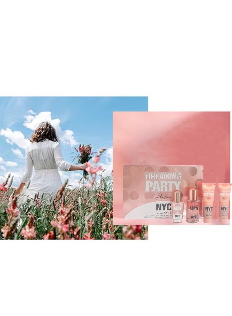 Dreaming Life is good (Pink) 4pcs Set, 50ml Perfume + 50ml Shower Gel + 50ml Body Lotion + 50ml Body Spray - Image 2